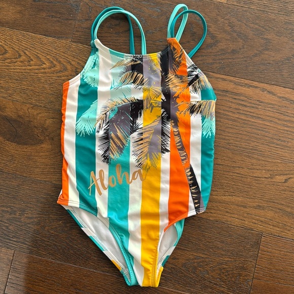 Girls Aloha Multi Color One Piece Swimsuit Sz 6x - Picture 1 of 2
